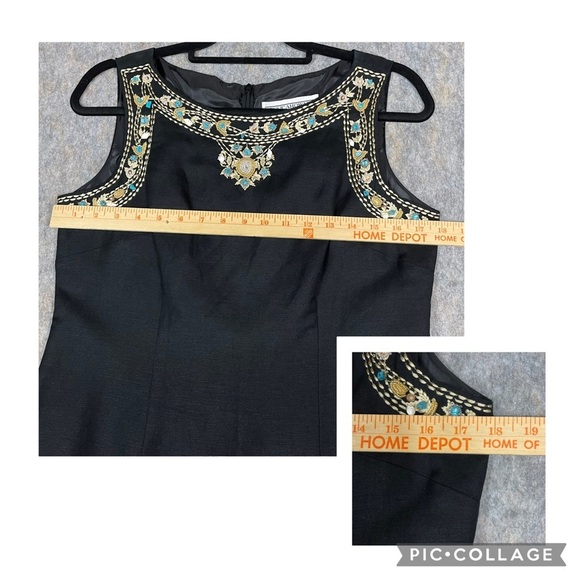 Jessica Howard Black Linen Blend Beaded Embroidered Sleeveless Summer Dress - 10 - Picture 13 of 15
